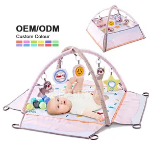 Zhorya Foldable Activity Play Mats With Fence Infant Soft Blanket Baby Gym Play Mat For Kids