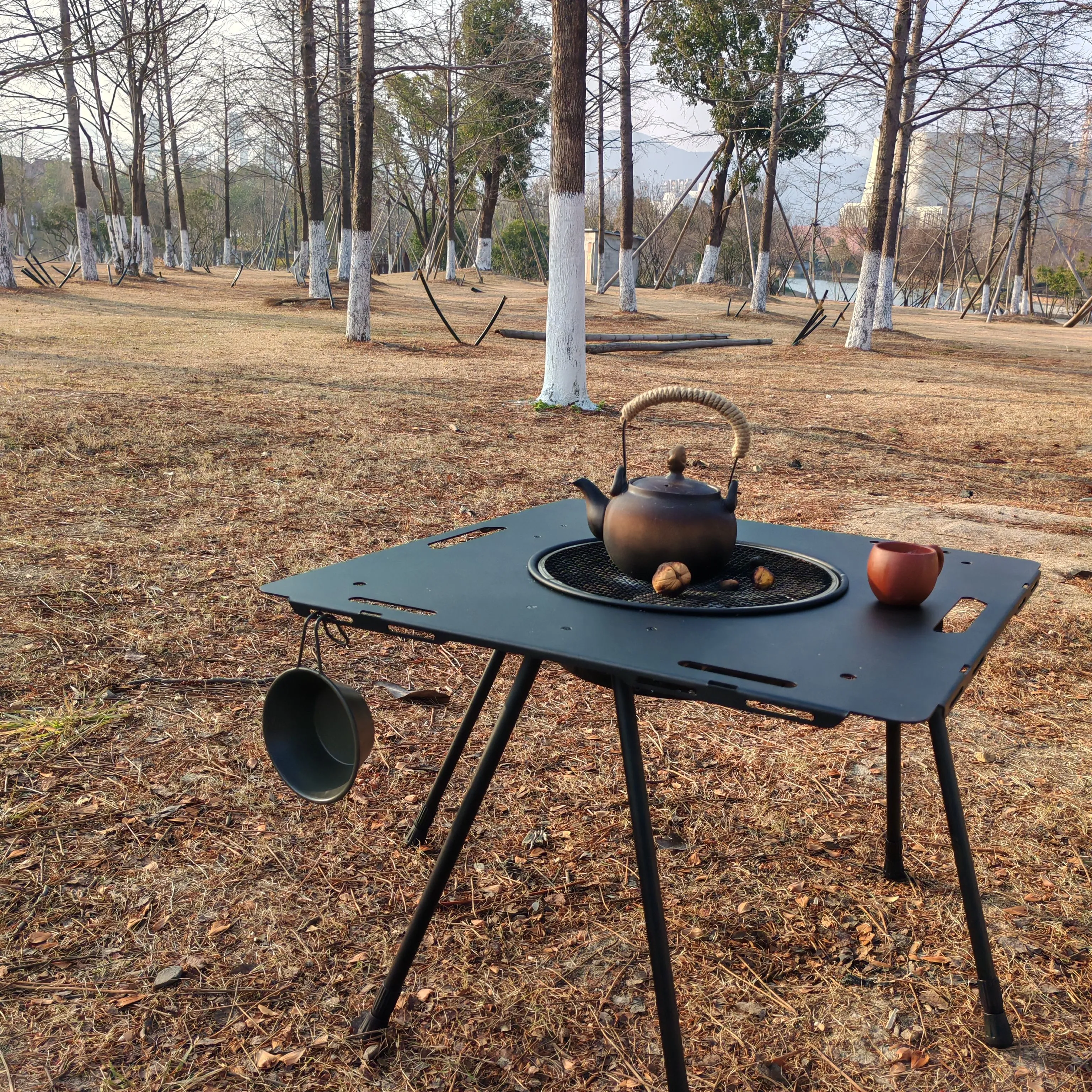 Hafif alüminyum alaşım kamp masası Park ve taktik kullanım için ayarlanabilir bacak tüpü dış mekan mobilyası ile Modern tasarım