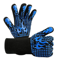 Disipación rápida del calor Cinco dedos Guantes para barbacoa Gel de sílice ignífugo Durable para fiestas al aire libre