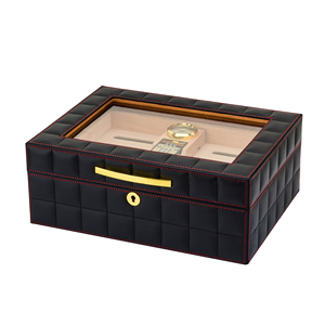 Caja Humidificadora Clásica <span class=keywords><strong>de</strong></span> Madera Esmerilada con Cerradura, Precio Bajo al por Mayor, Caja Portátil para Exhibición <span class=keywords><strong>de</strong></span> Cigarros - Product Image 1