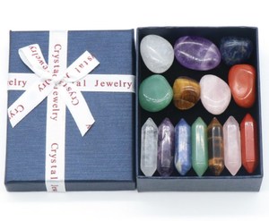 Raws curativi ghiaia cristallo meditazione pietre di palma sette <span class=keywords><strong>Chakra</strong></span> burattato pietra Reiki Set - Product Image 3