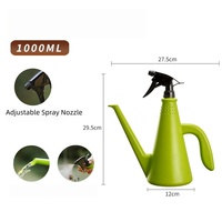 Arrosoir multifonction à double usage en matériau PP, capacité de 1000 ml, bouteille pulvérisatrice pour le jardinage et l'entretien des fleurs, arrosoir pour plantes
