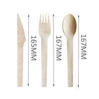 Ensemble de couverts jetables en bambou écologiques personnalisés avec logo d'usine, couteaux, fourchettes, cuillères, résistants à la chaleur, style simple, beige