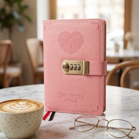 Coolcold — livre de mot de passe avec verrou, agenda, carnet de notes rétro de voyage, pour fille, Journal intime, agenda Vintage, personnel en cœur