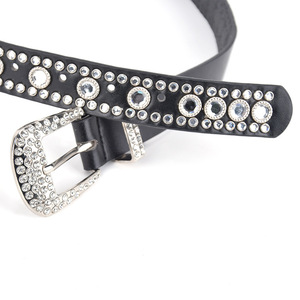 Hot <span class=keywords><strong>Sale</strong></span> Bunte Pin Schnalle Gürtel Punk-Stil Strass Bling Bling Kristall Diamant Gürtel für Frauen Männer - Product Image 3