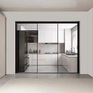 Cửa trượt không ray hiện đại tối giản bằng hợp kim nhôm mỏng & sợi thủy tinh, dùng làm vách ngăn phòng cho phòng khách, phòng ngủ, nhà để xe & trung tâm thương mại - Product Image 4