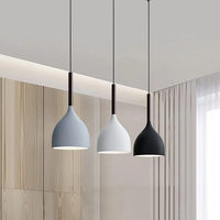 Lampe suspendue en fer forgé naturel à longue tige, style dôme, multicolore (noir, blanc, gris) E27, pour îlot de cuisine, vente en gros Zhongshan