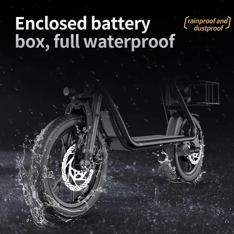 Aovo 14 pollici bici elettrica pieghevole diretta fabbrica 10.4Ah batteria 450W motore 35Km Range impermeabile IP65 elettronico E-Bike sedile