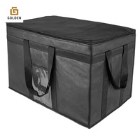 Sac à dos isotherme doré pour livraison de repas avec panneau solaire, grand sac de livraison de pizzas chaud/froid, 4 poches pour la restauration et le camping