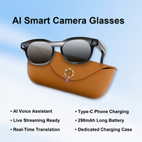 Lunettes intelligentes IA avec caméra, assistant vocal IA ChatGPT intégré, lecture de musique, traduction en temps réel avec étui de charge 2000 mAh