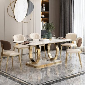 Ensemble de table à manger de luxe moderne en marbre texturé pour restaurant et maison - Product Image 5