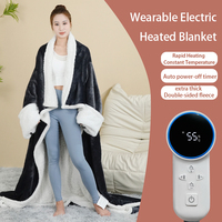 Couverture chauffante électrique portable en flanelle pour l'hiver, avec poche pour les pieds, lavable, vente en gros