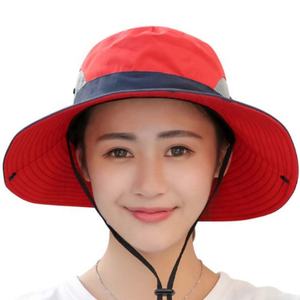 Sombrero de sol plegable de malla con cordón para mujer, estilo safari, para exteriores, con cola de caballo, ala ancha, para playa y pesca, tipo pescador, venta al por mayor - Product Image 2