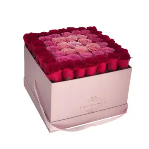 Large Red Velvet Gift Boxes Square Cardboard Paper Rose Box Flower Packaging