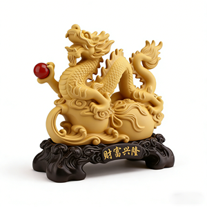 รูปปั้นมังกรจีนทำจากเรซิ่น งานศิลปะเพ้นท์มือ สำหรับตกแต่งบ้านภายใน - Product Image 2