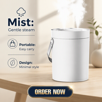 Diffuseur et humidificateur ultrasonique portable classique personnalisable avec alimentation USB pour la maison, le bureau et l'hôtel (plastique)