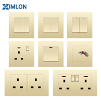 XIMLON - Enchufe de Pared Universal Eléctrico de 13 A, Estándar del Reino Unido, Dorado, con 2 Puertos USB A y 1 Puerto USB-C, Clasificación IP21, 86 Enchufes de Pared
