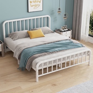 Cama <span class=keywords><strong>de</strong></span> <span class=keywords><strong>hierro</strong></span> moderna y sencilla para alquiler, cama doble <span class=keywords><strong>de</strong></span> <span class=keywords><strong>hierro</strong></span> engrosada para el hogar - Product Image 6