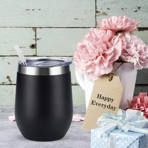 Thermal Insulated Mug 12oz Tumbler Wine Glasses Vacuum Insulated Stainless Steel Coffee Tumbler With <b>Lid</b> Wine - Product Image 5