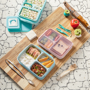 Fiambrera Bento de tamaño <span class=keywords><strong>pequeño</strong></span> sin Bpa de diseño moderno, contenedor de almacenamiento de alimentos de 3 compartimentos para <span class=keywords><strong>microondas</strong></span> para niños - Product Image 1