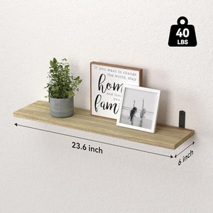 Étagères murales flottantes longues en bois pour <span class=keywords><strong>salle</strong></span> <span class=keywords><strong>de</strong></span> <span class=keywords><strong>bain</strong></span>, chambre, cuisine et livres, étagère décorative suspendue - Product Image 3