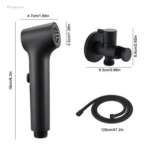 PINEBAY <strong>High</strong> <strong>Quality</strong> Handheld ABS Plastic Matte Black <strong>Shattaf</strong> Kit Bathroom Douche Spray Kit Toilet Bidet Sprayer Set - Product Image 2