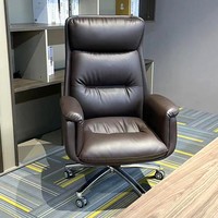 Chaise de bureau de direction ergonomique à dossier haut avec cadre en métal moderne, base en acier inoxydable réglable en hauteur et accoudoirs pivotants