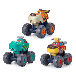 Zhorya Monster Truck Toy Push & Go Cocodrilo Fricción Powered Bull Car Pull Back Leopard Car Big Wheel Animal Toy - Product Image 4