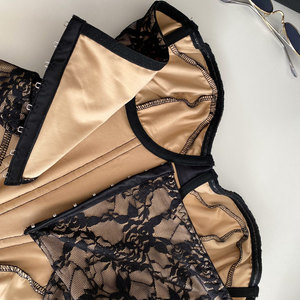 Nouveau haut corset tendance style Ins, tentation sexy, dentelle sans bretelles, taille cintrée, <span class=keywords><strong>dos</strong></span> <span class=keywords><strong>nu</strong></span>, <span class=keywords><strong>bustier</strong></span> noir - Product Image 6