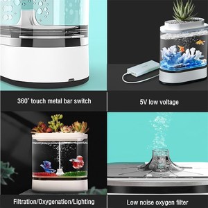 민물 수족관 어항 풀 세트 아쿠아 포닉스가있는 소형 PP 베타 탱크 - Product Image 5
