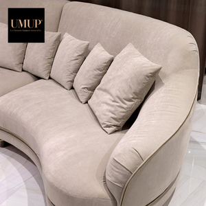 现代奢华天鹅绒7座客厅沙发套装半月圆弧形组合布艺酒店家具 - Product Image 6