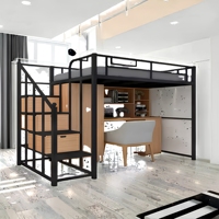 Lit superposé surélevé en métal au design moderne 1500x2000mm avec garantie d'un an pour dortoir, entreprise, appartement, école