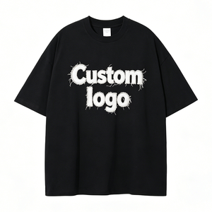 T-shirt homme surdimensionné en coton 100% avec logo brodé, appliqué et imprimé DTG. - Product Image 1