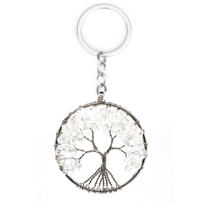 Ciondolo Albero della Vita in Cristallo Naturale con Catena in Metallo, Portachiavi Personalizzato Fatto a Mano con Logo - Product Image 3