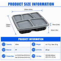 Boîte à lunch jetable micro-ondable à 5 compartiments, récipient de stockage alimentaire pour l'emballage des restaurants, pour les sandwichs et les nouilles
