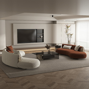 Sofá moderno en forma de <span class=keywords><strong>luna</strong></span>, sofás de tela naranja curvo, diseño original, muebles para el hogar, sofá de media <span class=keywords><strong>luna</strong></span> - Product Image 2