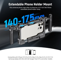 NEEWER PA017 Cage de téléphone en aluminium avec plaque arrière rotative à 360°, support pour filtre 67mm, objectif 17mm, griffe porte-accessoire et fixation magnétique pour Vlog, compatible iPhone et Android