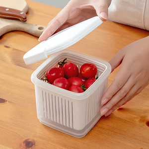 Double-layer Refrigerator <b>Storage</b> <b>Box</b> Ginger Scallion Onion Containers Sealed Fruits Vegetables Drain Crisper Kitchen Supplies - Product Image 4