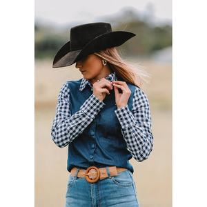 <span class=keywords><strong>Camicia</strong></span> da Lavoro da <span class=keywords><strong>Donna</strong></span> a Maniche Lunghe 100% Cotone con Logo Ricamato, Vestibilità Slim Stile Western, <span class=keywords><strong>Blu</strong></span> Denim, <span class=keywords><strong>Camicia</strong></span> da Lavoro Country in Denim e <span class=keywords><strong>Lino</strong></span>, <span class=keywords><strong>Camicia</strong></span> Arena - Product Image 5