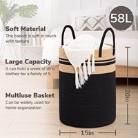 Panier de rangement multifonctionnel 58L, écologique, durable, simplicité moderne, poignée, salon, chambre à coucher, buanderie, pliable, en coton