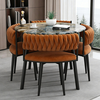 Ensemble de table et de chaises de salle à manger rondes en métal de style européen moderne avec plateau en marbre pour petit appartement