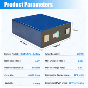 迅速発送 Rept Lfp4 3.2V 280ah ピン型 Lifepo4 280ah 寸法 Life Po4 バッテリー <span class=keywords><strong>3.2</strong></span> V. 280Ah 太陽光エネルギー貯蔵セル - Product Image 2