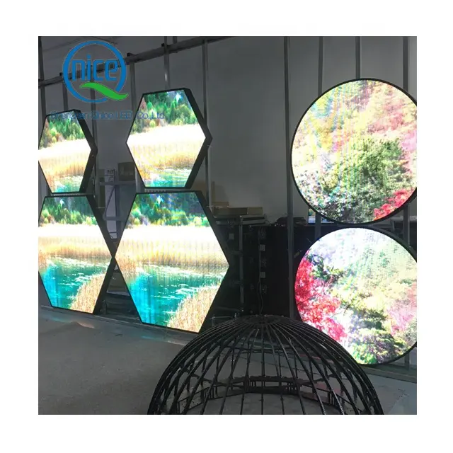 Suministro directo del fabricante Pantalla LED hexagonal creativa personalizada Pantalla LED de forma redonda Triángulo Círculo Panel LED Tablero de letrero