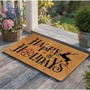 Tapis de porte Vast Ocean en imitation fibre de coco, antidérapant, lavable, style américain, motif de Noël en dessin animé - Product Image 2