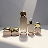 Flacon compte-gouttes de luxe vide pour cosmétiques, en verre doré, 100 ml, pour lotion, crème contour des yeux, sérum, pot d'emballage