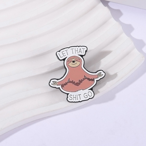 Citazioni curative lasciate che la merda di smalto spilla Retro e fresco cartone animato umoristico spilla distintivi gioielli regalo per bambini e amici - Product Image 2