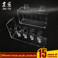 Présentoir à montres en acrylique avec 4 anneaux en C, rangement horizontal de bureau, support moderne transparent en PMMA pour supermarché