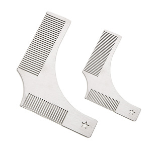 Peine para barba y bigote de acero inoxidable, herramienta de aseo portátil de doble cara para hombres, para peinar, afeitar y recortar el cabello - Product Image 1