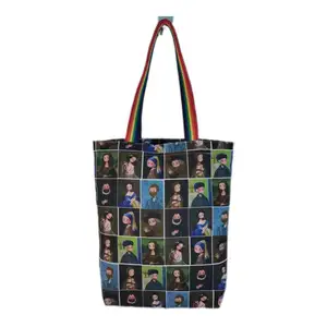 Bolsos de hombro de lujo para mujer de alta calidad, bolso de compras por sublimación de tamaño personalizado con asa de algodón y cremallera, uso diario al aire libre