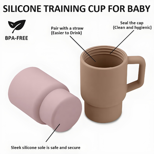 Tùy chỉnh cấp thực phẩm Silicone sippy cup chịu nhiệt đào tạo chai cho nước uống bé BPA miễn phí với biểu tượng tùy chỉnh - Product Image 5